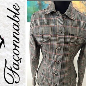 Faconnable Vintage 70s European Mint Condition French Tailoring Plaid Jacket M